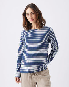 Products: Claudette Long Sleeve Maternity & Nursing Top – Ink/White – 3 Bears Maternity