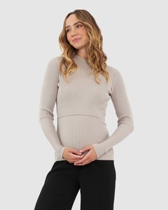 Lift up Maternity & Nursing Knit – Stone – 3 Bears Maternity