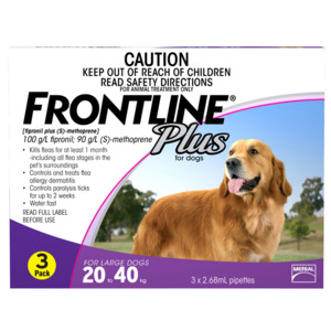 Frontline Plus for Dog Flea Treatment 3 pack (20-40kg)