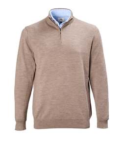 Harvey Zip Neck Merino Knit - Sand Online 3 Wise Men NZ