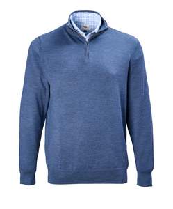 Harvey Zip Neck Merino Knit - Denim Online 3 Wise Men NZ