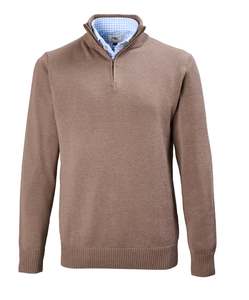 Victor Zip Neck Wool Knit - Latte Online 3 Wise Men NZ