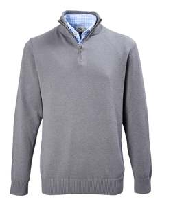 Victor Zip Neck Wool Knit - Grey Online 3 Wise Men NZ