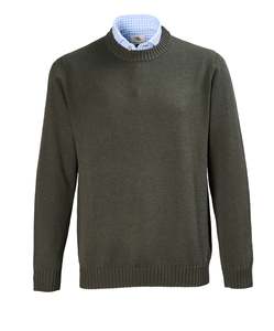 Cam Crew Neck Wool Knit - Dark Moss Online 3 Wise Men NZ