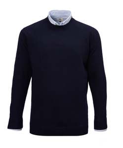 Products: Zac Crew Neck Wool Knit - Navy Online 3 Wise Men NZ