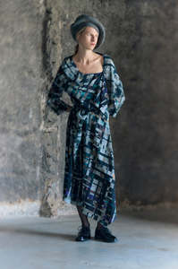 Rory William Docherty - Draped Sequel Dress Print Black Multi