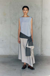 Rory William Docherty - Sleeveless Drape Dress Stripe