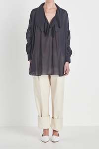 Rory William Docherty - Multi Tie Painters Shirt Black/ Ivory