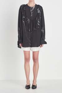 Rory William Docherty - Petal Bib Silk Shirt Black/White