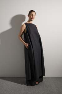 James Brown - Shift Dress Linen Cotton Black