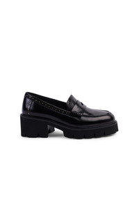 Kathryn Wilson - Fitzroy Loafer Black Hi-Shine / Gold Trim