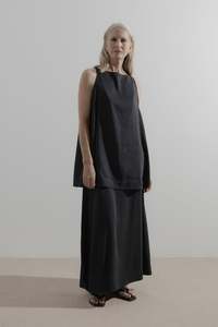 James Brown: James Brown - Draw Skirt Silk Linen Black