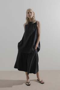 James Brown: James Brown - Line Top Silk Linen Black