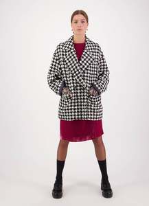Daylight Moon: Daylight Moon - Already There Jacket Black & White Houndstooth