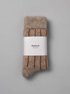 Winter Holiday Packing List: Francie - Signature Socks Striped Natural/Crimson