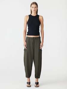 Bassike - Stretch Twill Cargo Pant Dark Olive