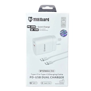 Apple Cables: Maxguard Type C & USB Power Adapter Wall Plug (NZ / AUS), With Type C to Type C Cable