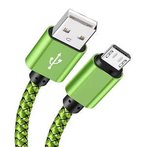 Charger Cable for Samsung Phones & Tablets (Green), Type B (Micro USB) - 1m