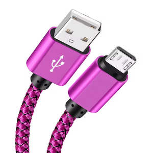 Charger Cable for Samsung Phones & Tablets (Pink), Type B (Micro USB) - 2m