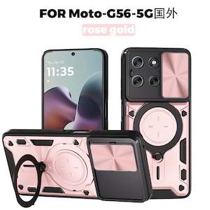 Viewing: Motorola Moto G86 5G Ring Kickstand Case w/ Camera Cover [Rose Gold]