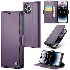Viewing: iPhone 14 Pro Max CaseMe 023 Wallet Flip Cover, RFID Protection, Card Holder