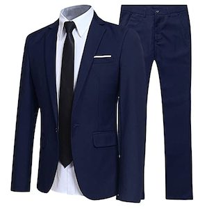 Products: Men’s 2 Piece Classic Fit Suit Set 1 Button Casual Slim Prom Dress Suits Business Solid Color Tuxedo Jacket & Pants
