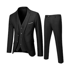 Products: Men’s 3 Piece Classic Fit Suit Sets 1 Button Casual Slim Prom Dress Suits Business Solid Color Tuxedo Jacket Vest Pants