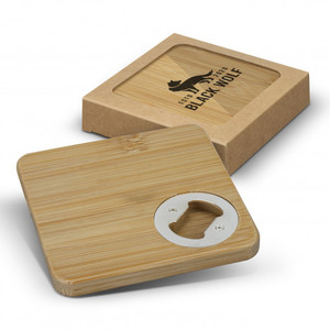 Bamboo Bottle Opener Coaster Set of 2 – Square