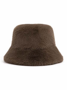Brown Faux Fur Bucket Hat