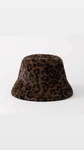 Accessories: Leopard Faux Fur Bucket Hat