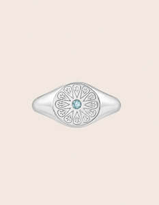 Silver Birthstone Ring - March /Aquamarine