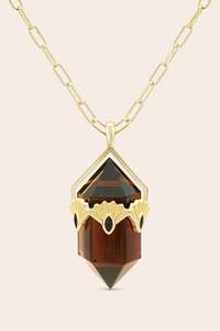 Earrings: Smoky Quartz Fantail Necklace - Gold