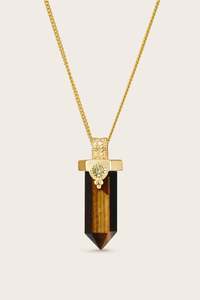 Earrings: Courage Within Tiger's Eye Necklace - Gold