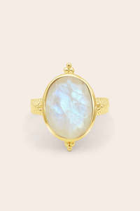Earrings: Guardian Angel Moonstone Ring - Gold