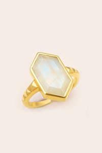 Earrings: Moonstone North Star Ring - Gold