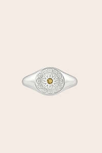 Earrings: Silver Birthstone Ring - August/Peridot