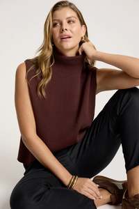 Sale: ZALA KNIT VEST - MAHOGANY
