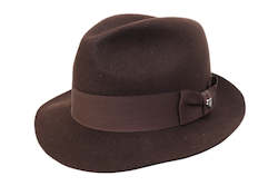 Men: Wool Felt Trilby Fedora in Brown