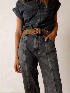 Accessories: Stud Belt in Camel