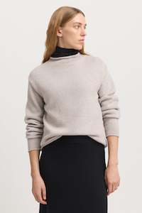 Relaxed Fit Mock Neck in Light Oak