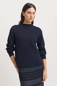 Relaxed Fit Mock Neck in French Navy