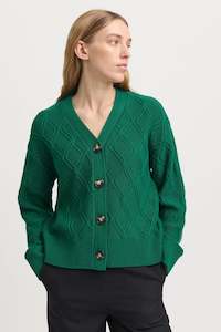 Tops: Diamond Cable Cardigan in Lush Green