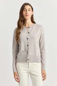 Fine Knit Cardigan in Light Oat