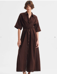 Dresses: Harriet Linen Dress Chocolate