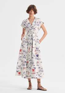 Dresses: Capri Linen Shirt Dress Print