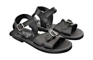 Head To Toe: Black Leather Roman Sandals