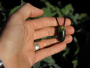 Lighter face Pounamu Ruru / Morepork — A Carved Piece