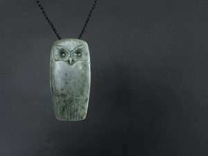 Inanga Pounamu Ruru / Morepork — A Carved Piece