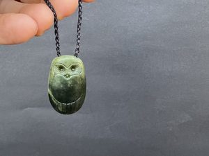 Products: Lighter faced Pounamu Ruru / Morepork — A Carved Piece