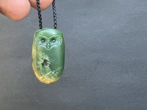 Products: Small Flower Pounamu Ruru / Morepork — A Carved Piece